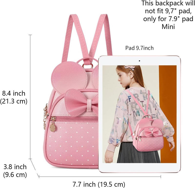 KL928 Girls Mini Backpack Bowknot Polka Dot Cute Small Daypacks Convertible Shoulder Bag Purse for Women - Image 2